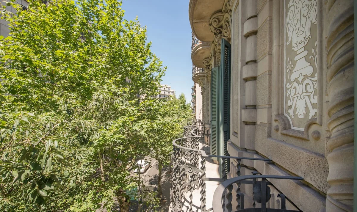 Casa Verdú view across the balcony to the facade