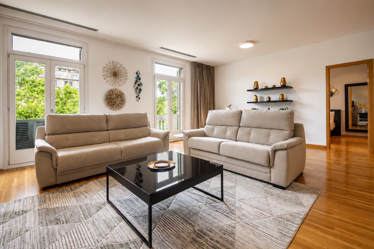 Suite Celia living room at PDG15 in central Barcelona