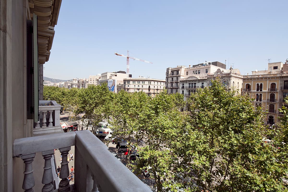 View north from the Suite Sagrada balcony over Passeig de Gr&agrave;cia